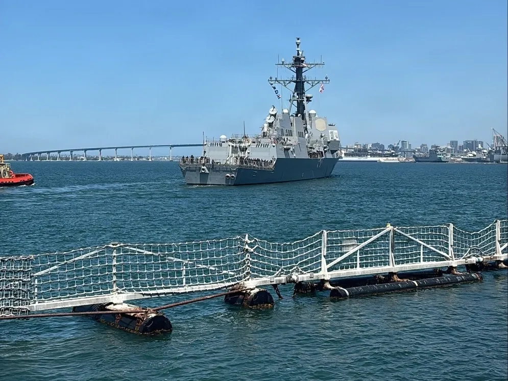 USS Chung-Hoon (DDG-93) departs Naval Base San Diego for sea trials on April 20 after completing its Depot Modernization Period as part of the DDG Modernization 2.0 program, which focuses on vital mid-life capability enhancements.